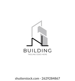 Letter N building logo for architecture, construction and real estate company. Property logo template for your brand.