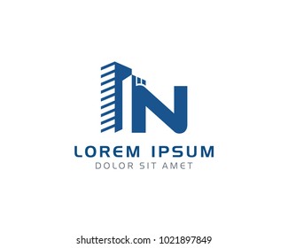 Letter N With Building Logo Design