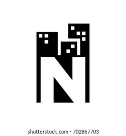 letter n and building vector.