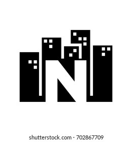 letter n and building vector.