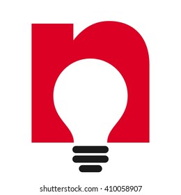 letter N and Bulb lamp logo vector.