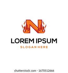 Letter N Burn Fire Abstraktes Creative Modern Illustration Business Logo