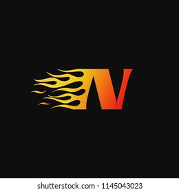 letter N Burning flame logo design template