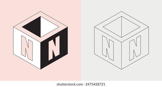 Letter "N" for business and company identity with Cube Concept. Combination of cube logo design with initial N. Vector Illustration EPS 10.