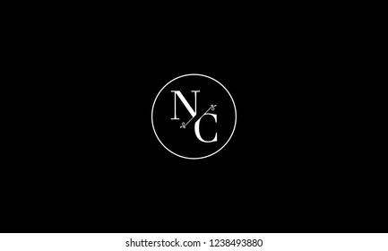 LETTER N AND C FLOWER LOGO WITH CIRCLE FRAME FOR LOGO DESIGN OR ILLUSTRATION USE