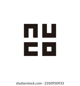 Letter n, c, u and o square geometric symbol simple logo vector