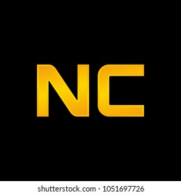 letter N and C vector logo. Gold icon.
