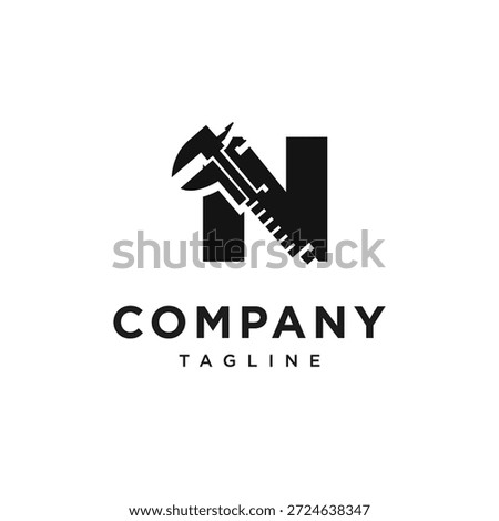 Letter N Calipers Logo Icon Vector