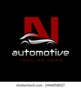 Letter N Car Automotive Logo Design Vector