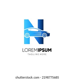 Letter N Car Logo Design Vector Icon Graphic Illustration 