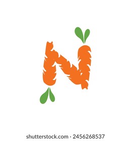 Letter N Carrot logo icon vector template.eps