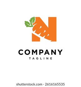 Letter N Carrot Logo Icon Vector