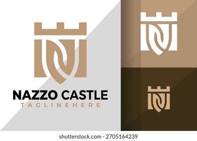 Letra N Castle Logos Diseño Elemento Ilustración vectorial de stock