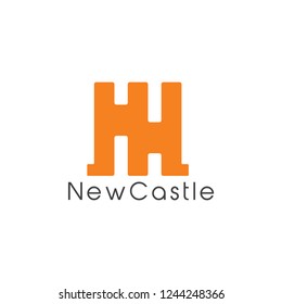 letter n castle shape geometric logo 