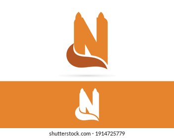 Letter N cat logo design. Vector combination of animals and letter