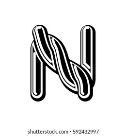 Letter N Celtic font. norse medieval ornament ABC. Traditional ancient manuscripts alphabet
