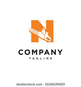 Letter N Chainsaw Logo Icon Vector