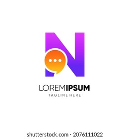 Letter N Chat Bubble Logo Design Vector Icon Graphic Emblem Illustration Background Template