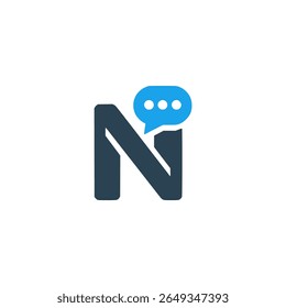 letter N chat message app logo vector illustration template design