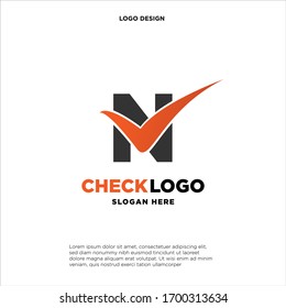Letter N Check logo designs concept vector, Initial Checklist logo icon