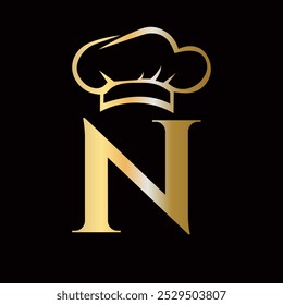 Letter N Chef Logo Konzept für Restaurant Sigh Vektor Vorlage