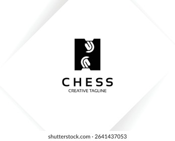 Letter N chess logo design template. Monogram knight logo
