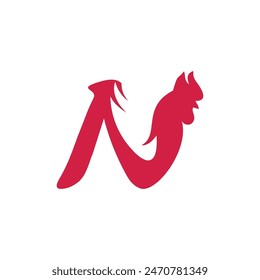 Letter N Chicken logo icon vector template.eps