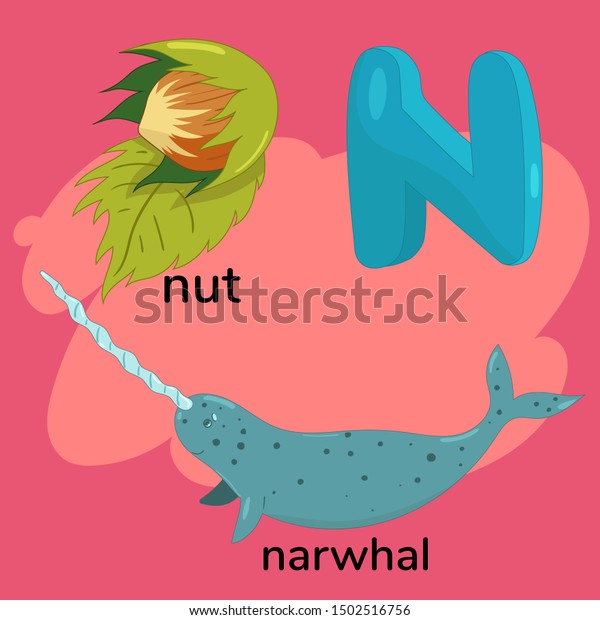 Letter N Child Alphabet Vector Graphics Stock Vector (Royalty Free