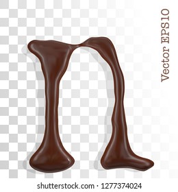 Letter n from chocolate droplets. Vector EPS 10.