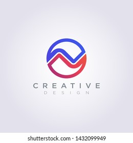 Letter N Circle Compass Vector Illustration Design Clipart Symbol Logo Template.