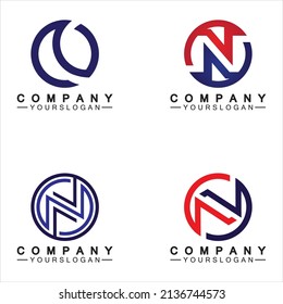Plantilla de diseño de vectores de logotipos de concecación de círculo Carta N