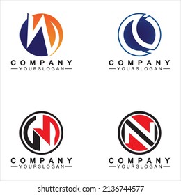 Plantilla de diseño de vectores de logotipos de concecación de círculo Carta N
