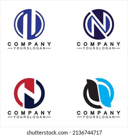 Logo-Vectordesign-Vorlage für Buchstaben-N-Kreis