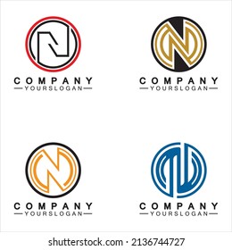 Plantilla de diseño de vectores de logotipos de concecación de círculo Carta N