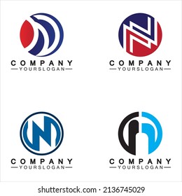 Plantilla de diseño de vectores de logotipos de concecación de círculo Carta N