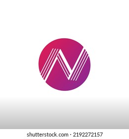 Letter N with circle design, N illustration Logo Design