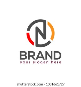 Letter N in circle. Flat logo vector.