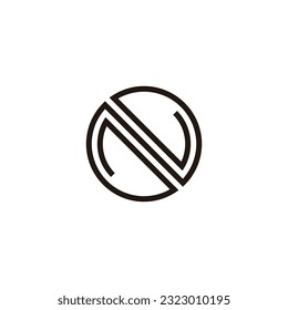 Letter N circle, line geometric symbol simple logo vector
