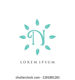 letter N circle logo design template. creative sign. Universal vector icon. leaves, natural, beauty style - Vector