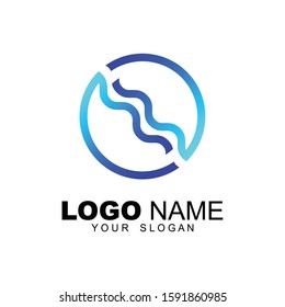 Letter N + circle  logo, letter N wave logo, wave or water symbol