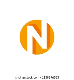Letter N Circle Negative Space Symbol Vector