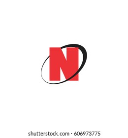 Letter N with circle ornament design logo vector