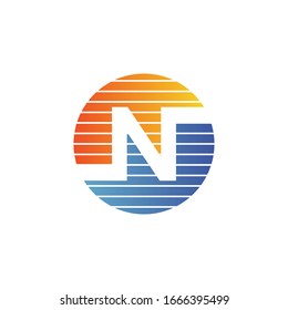 Letter n with circle shape logo design