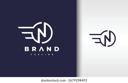 letra N círculo logotipo da asa