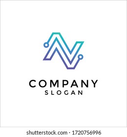 letter N circuit technology logo. editable and easy to custom