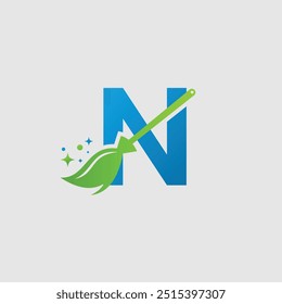 Letter N for cleaning clean service, N with clean logo icon vector template.