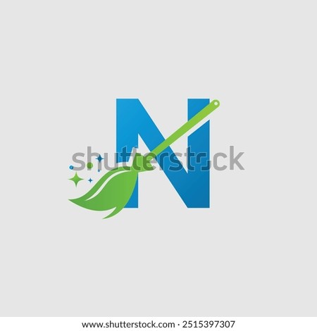 Letter N for cleaning clean service, N with clean logo icon vector template.