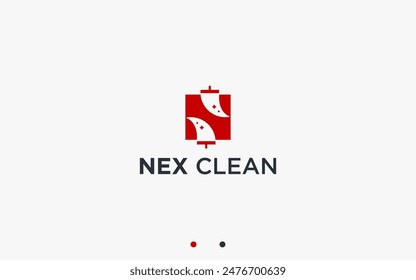 letter n with cleaning logo design vector silhouette illustration