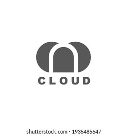 letter n cloud geometric negative space symbol logo vector
