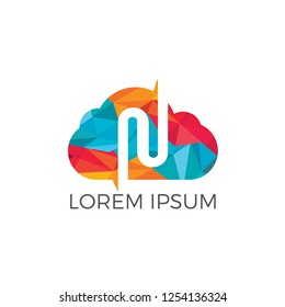 Letter N cloud logo design.